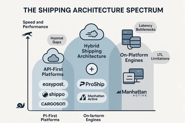Hybrid vs API-First vs On-Platform: The 2026 Enterprise Shipping Architecture Decision Framework